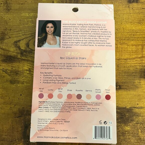 Manna Kadar Lip Rush - 8 Piece Set, Assorted Shades - Picture 2 of 5